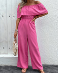 Women's Fashion Off-shoulder Solid Color Jumpsuit