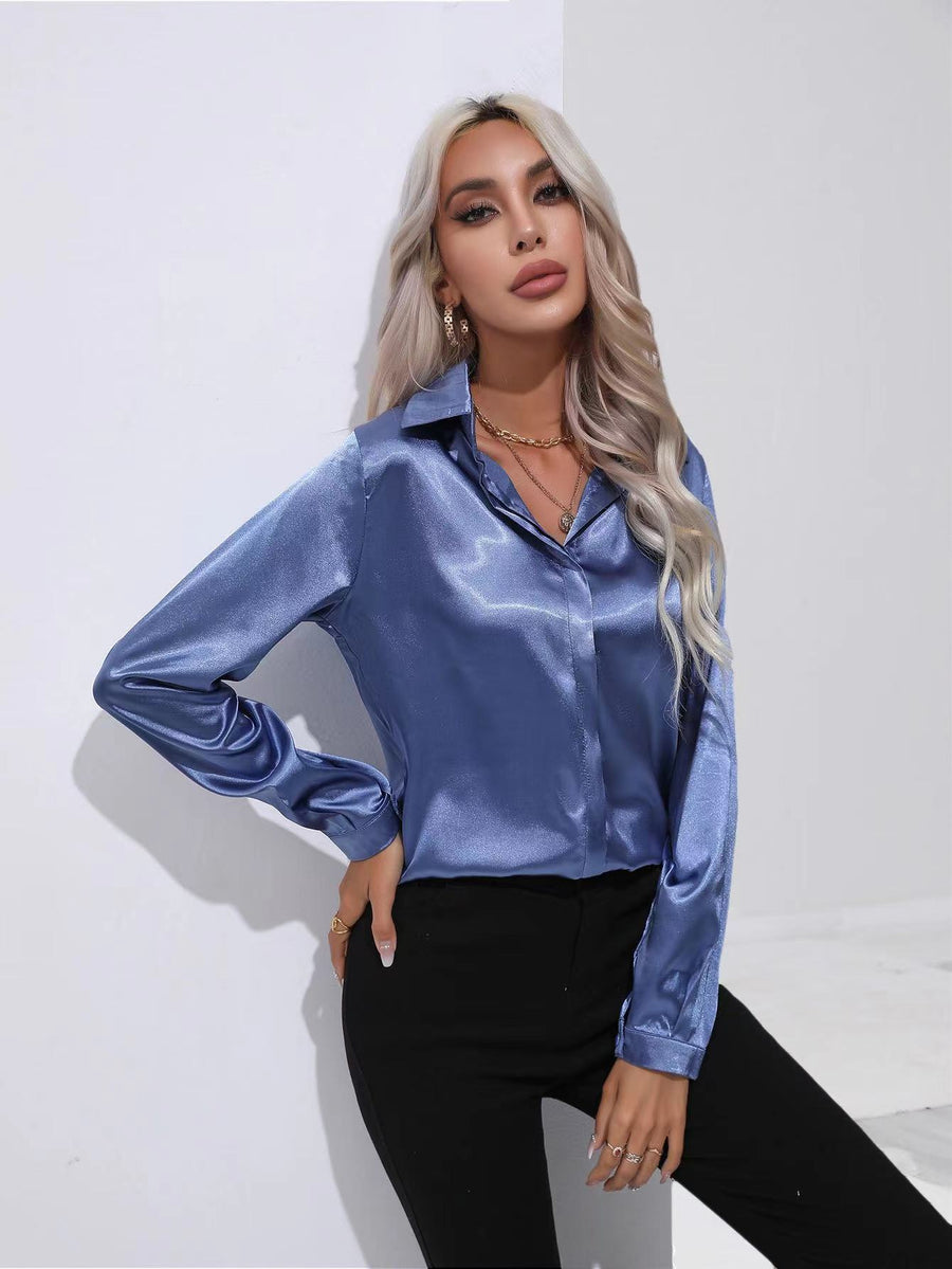 Solid Color Satin Shirt