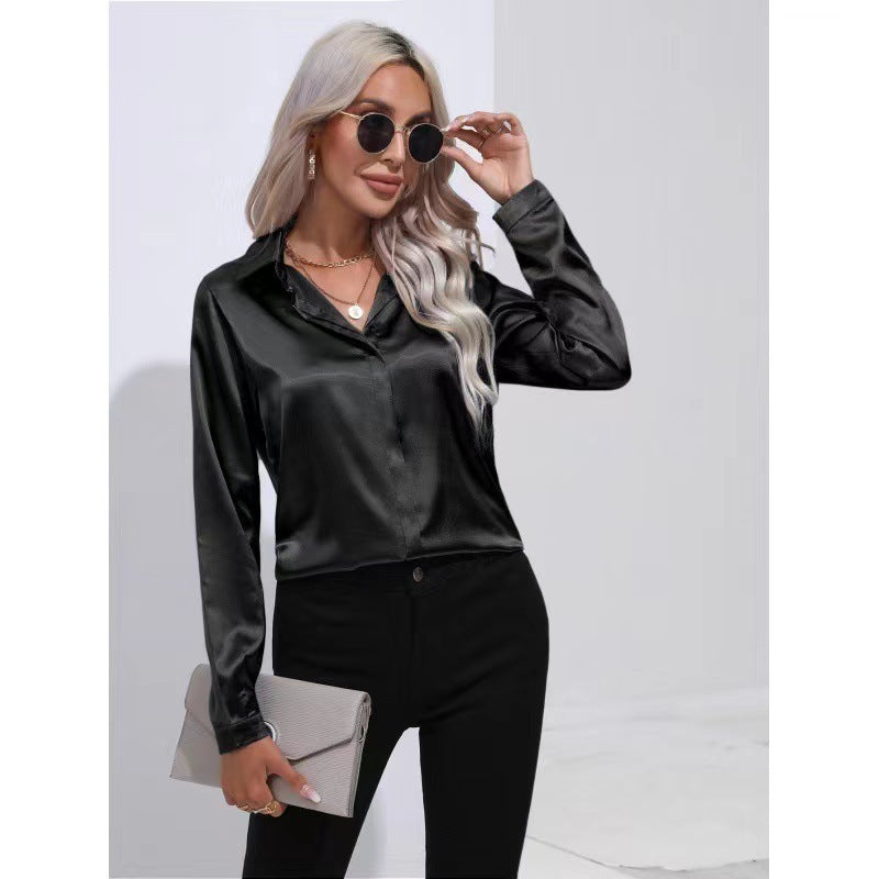 Solid Color Satin Shirt