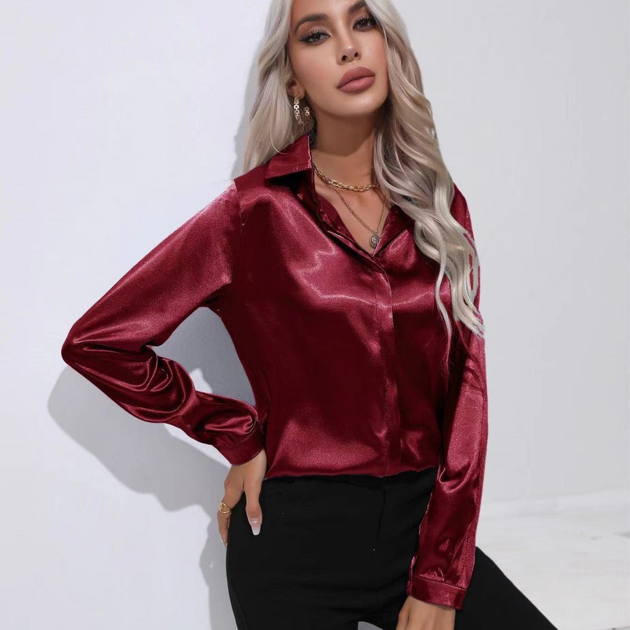 Solid Color Satin Shirt