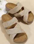 Woven Cross-strap Slippers Summer Platform Sandals Women Flat Beach Shoes