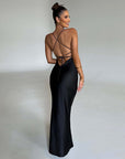 Hip Wrap Long Dress Slim Backless Waist