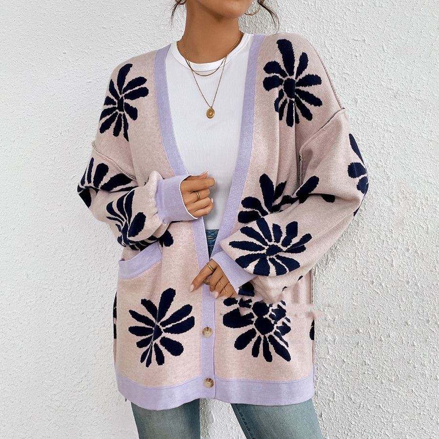 V-neck Elegant Loose Knitted Cardigan