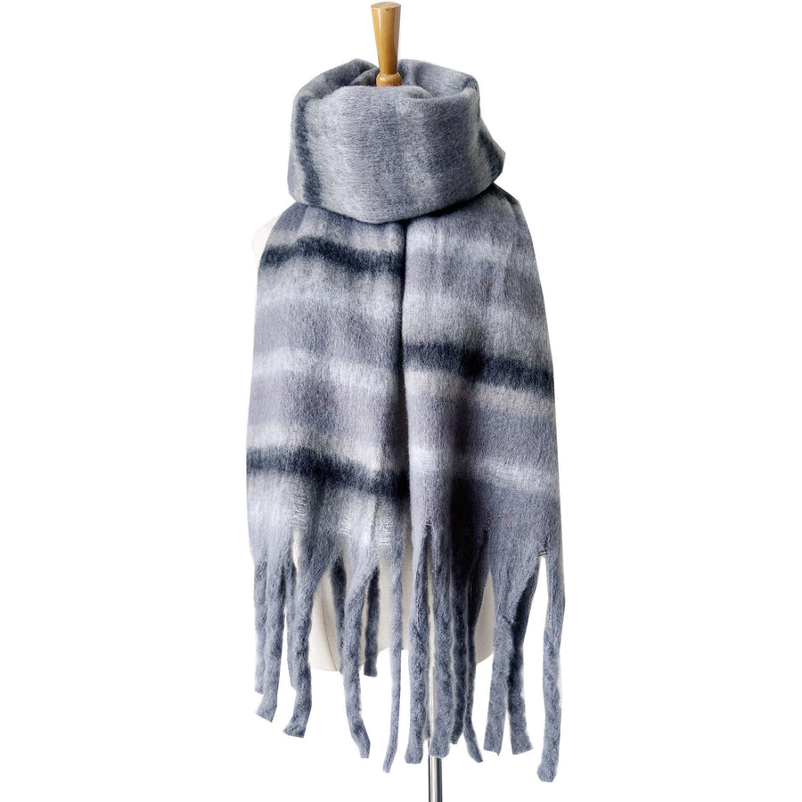 Winter Thickened Circle Yarn Striped Scarf Shawl