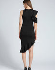 Autumn And Winter New Off-the-shoulder Ruffled Evening Dress