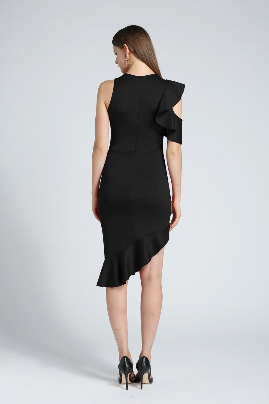 Autumn And Winter New Off-the-shoulder Ruffled Evening Dress