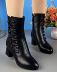 Decorative Button Zipper Non-slip Wear-resistant Fashion Boots Women's Shoes