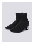 Women's Fashion High Heel Pointed Toe Chunky Heel Stretch Knitted Boots