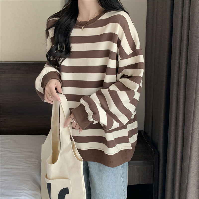 Retro Printed Crew Neck Sweatshirt Women