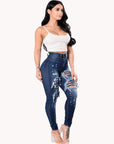 Women's Ripped Denim Washed Denim Pants