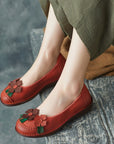 Ethnic Style Retro Handmade Cowhide Flower Soft Bottom Women's Shoes