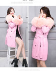 Big Fur Collar Warm Mid-length With Belt Coat