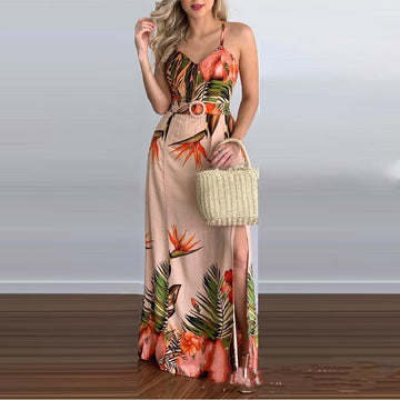 Women's Sling Positioning Burning Flower Dress