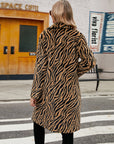 Zebra Pattern Artificial Leather Fur Coat