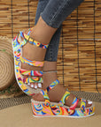 Women's Colorful Peep Toe Buckle Sandals