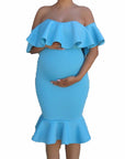 Women Elastic Pregnant Women Ruffles Dress