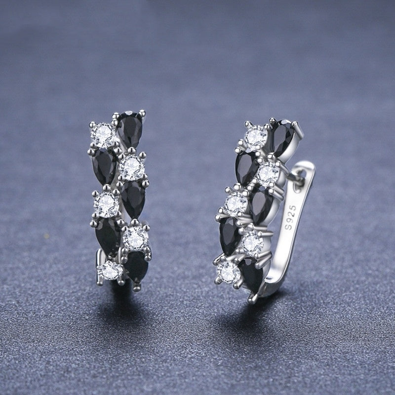 Full Rhinestone Zircon Earrings Fashion Geometry Pattern Round