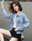 Real Shot Casual Denim Jacket Women Loose Short