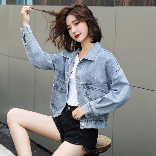 Real Shot Casual Denim Jacket Women Loose Short