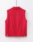 Women's Color Denim Waistcoat Vest Short