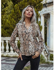 Leopard Print Shirts Long Sleeve Lapel Pattern Shirts Women's