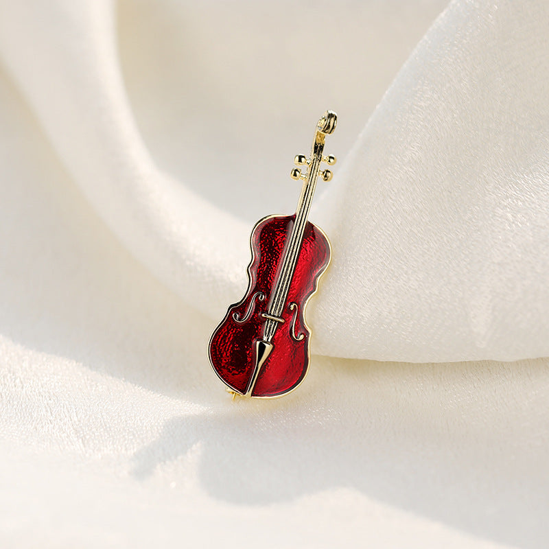 Light Luxury Cold Style Violin Brooch Pin