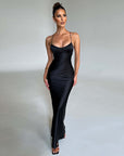 Hip Wrap Long Dress Slim Backless Waist