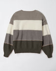 Casual Contrast Color Round Neck Sweater