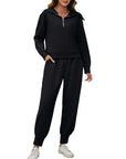 Long Sleeve Sweatshirt & High Waist Workout Pants Two-piece Set