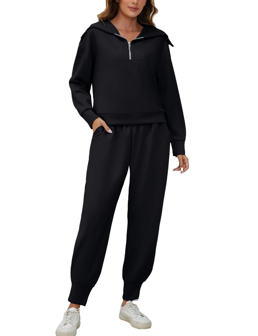 Long Sleeve Sweatshirt & High Waist Workout Pants Two-piece Set