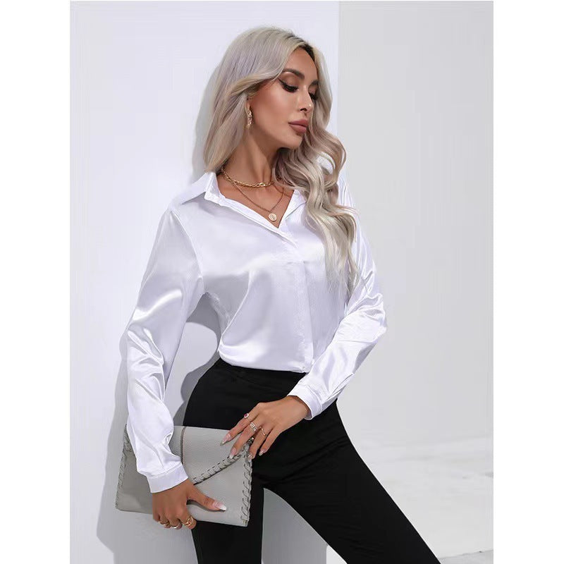 Solid Color Satin Shirt