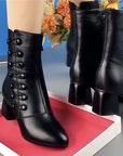 Decorative Button Zipper Non-slip Wear-resistant Fashion Boots Women's Shoes