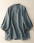 National Style Literary Style Lightweight And Slightly Transparent Polka-dot Loose-fitting Linen Shirt