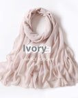 Pure Color Pearl Chiffon Scarf Headcloth Veil Chiffon Scarf