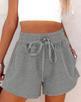 Women's Lace Up Casual Pocket Solid Color Shorts