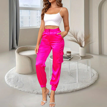 Casual Multi-pocket Cargo Pants Commuting Flattering Straight-leg Trousers