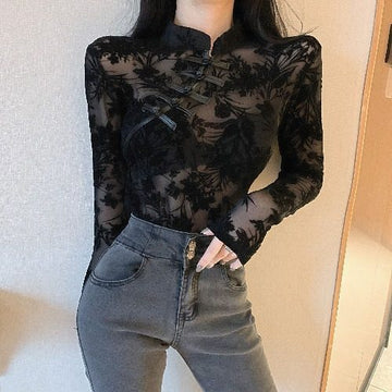 Chinese Style Retro Sexy Lace Top Women